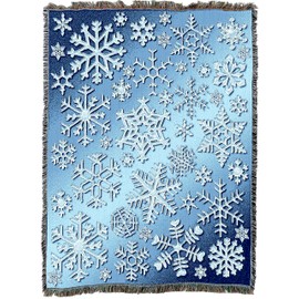 Snowflakes - Cotton Woven Blanket Throw - Made in The USA (72x54)