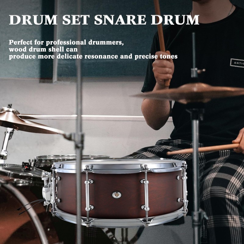 EASTROCK Snare Drum 14 X6.5 Inches Reddish Brown Texture Finish