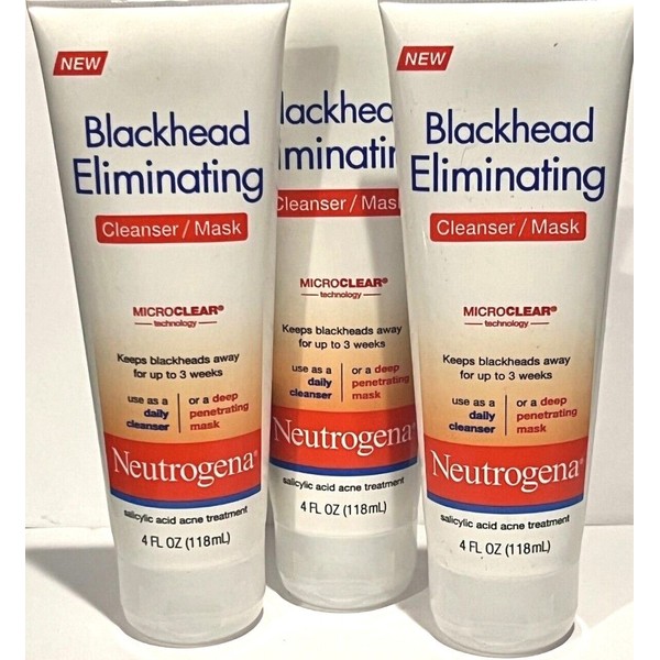 Neutrogena® Blackhead Eliminating Cleanser/Mask 4 oz EACH Discontinued 3 PACK