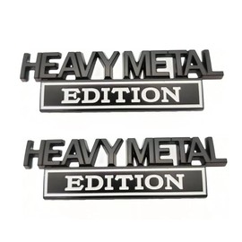 2 Pack Heavy Metal Edition Side Emblem 3D Badge Replacement for Universal Vehicle, Car, Truck, SUV (Black White)