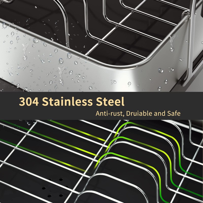 Genteen Dish Drying Rack, Stainless Steel Dish Rack with Drainboard