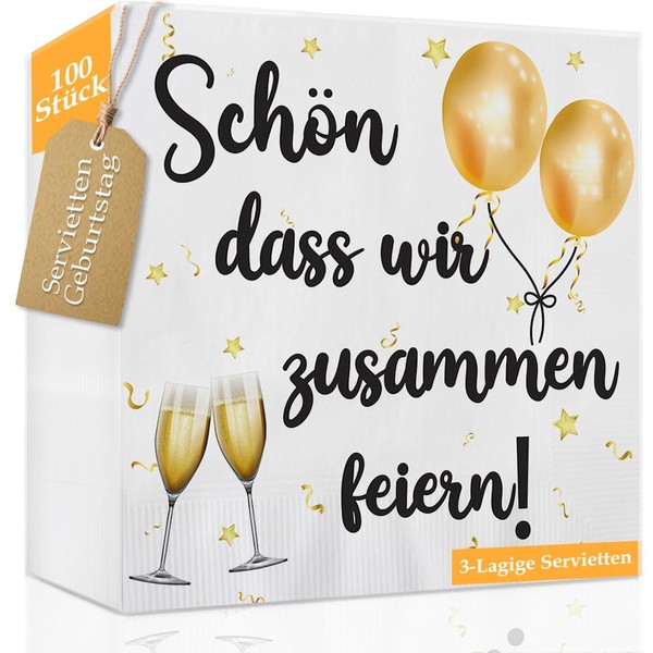 Serviettes Schön Dass Wir Zusammenammen Feiern Pack of 100 Serviettes