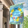 Texupday Happy Easter Eggs Floral Wreath Spring House Flag Outdoor