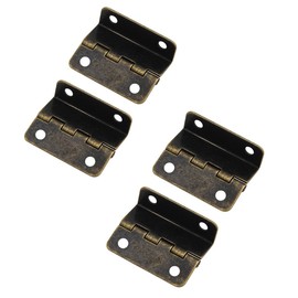 SENRISE Antique Bronze 4Pcs Classic Decorative Box Hinges, Three Folding Hardware Hinge for Door, Cabinet, Furniture, Vintage Jewelry Chest
