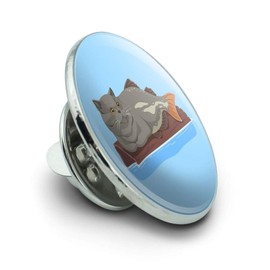 Catfish Mercat Cat Mermaid Sitting On Log Metal 0.75" Lapel Hat Pin Tie Tack Pinback