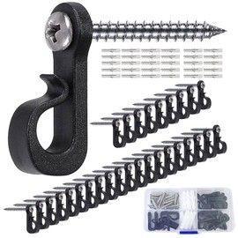 Q-Hanger Screw Hooks, Fairy Lights Hooks with Screw, Christmas Lights Hooks with Phillips Screw for Garage, Christmas Lights, Plants, Wind Chimes (Black), Pack of 30