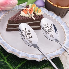 Engagement Gift Spoons for Husband Boyfriend Wedding Anniversary Birthday Gifts for Wife Girlfriend Ice Cream Spoons Gifts for Ice Cream Lover Couples Scoops for Fiancee Fiance 2 pcs