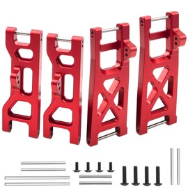 ShareGoo Aluminum Alloy Front & Rear Lower Suspension A-Arms Set Upgrades Part Compatible with Horizon ECX 1/10 2WD Ruckus Axe Brutus Circuit AMP MT/DB Crush RC Car Buggy Tuck (Red)