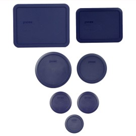 Pyrex (1) 7211-PC, (1) 7210-PC, (1) 7402-PC, (1) 7201-PC, (2) 7200-PC, & (1) 7202-PC Blue Food Storage Replacement Lids - Made in USA