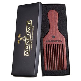 MANEJACK Beard Pick for Men- Wooden Comb Afro Hair Lift Combs
