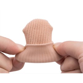 Makhry 4pcs Adjustable Cuttable Gel Toe and Finger Cap Lined Gel Toe Covers Sleeves Ribbed Knit Toe Caps Silopad Digital Caps (Fingers/Toes,L)