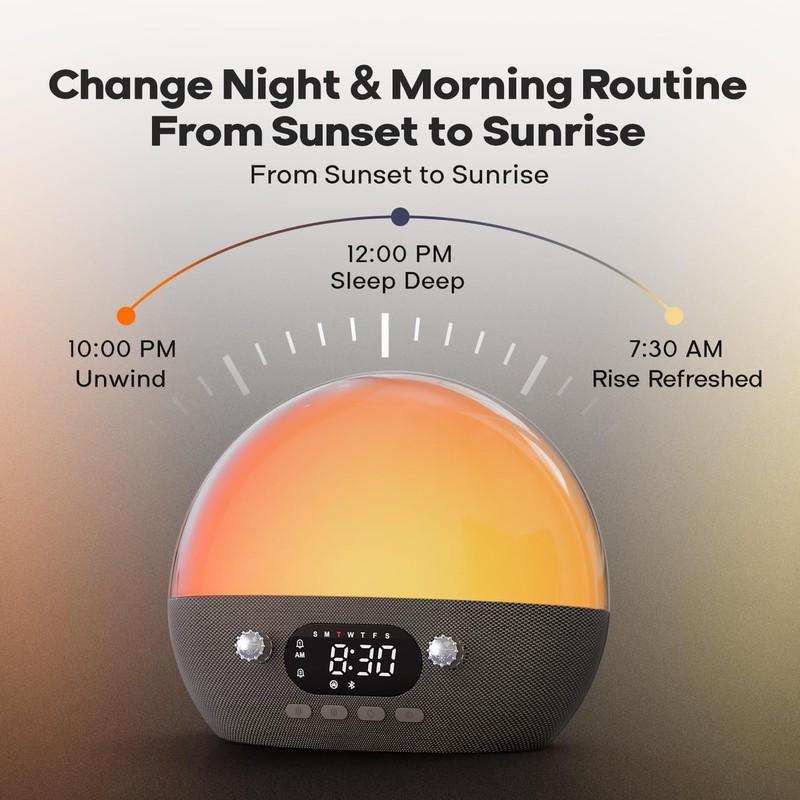 Dekala RestOnn Sunrise Alarm Clock Sunset Sound Machine 7-Day Programmable
