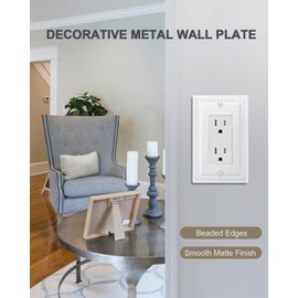ZILLSEA 4-Pack Decorator Wall Plate, for Receptacle, Dimmer Switch, GFCI Outlet, Pure White Outlet Cover Plate, Durable Metal, 3.15''*4.88'', Midsize