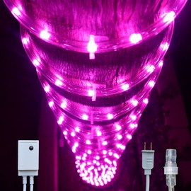 Russell Decor LED Rope Lights with 10-Level Dimmable Remote Control Waterproof Flexible for Outdoor Party Wedding Christmas Decoration 200ft (Pink)