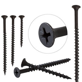 Dihl Pack of 500 3.5 x 50mm Bugle Head Plasterboard Drywall Screws, Countersunk, Carbon Steel, Black Phosphate, 500 PCS