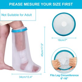 Fhmidic Kids Leg Cast Cover Waterproof Child Leg Cast Cover for Shower and Bath Reusable Watertight Foot Protector to Keep Wound & Bandages Dry, Perfect Fit for Leg/Foot/Ankle