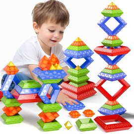 Doloowee 30 Pcs Montessori Toys Stacking Toys Building Blocks Leraning Toys for Toddlers 1-3 3-5 Girls Boys Gift Christmas Stocking Stuffers Preschool Educational