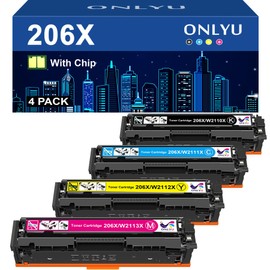 ONLYU Compatible Toner Cartridges Replacement for 206X 206A for Color Laserjet Pro MFP M283fdw M283cdw M283fdn M282mw Pro M255dw M255nw M283 M255 High Yield Printer Ink