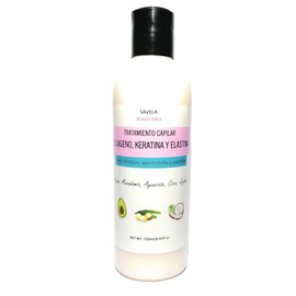 Colageno capilar, mascarilla capilar, tratamiento reparador capilar, keratina y elastina, crema peinar 250gr leave on treatment, reparador puntas con Argan, Macadamia, Aguacate, Coco y Jojoba