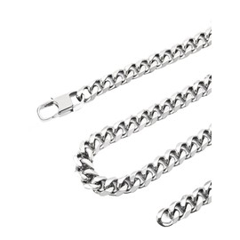 Inscca Men's Silver Necklaces for Men Stainless Steel Cuban Chain for Boys Curb Chain Women 3/6/9/12 mm Thin/Solid Surgical Steel 316L Stainless Steel Chain Hip-Hop 45/50/55/60/65/70/75 cm
