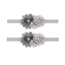 LDDCX Silver baby hair bow Baby Girl Headbands Rhinestone Flower Princess hair accessory. (LK28-Gray)