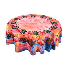 juniissl Flamingo Tablecloth Washable Round Table Cover for Kitchen Dining Decoration 60 Inch
