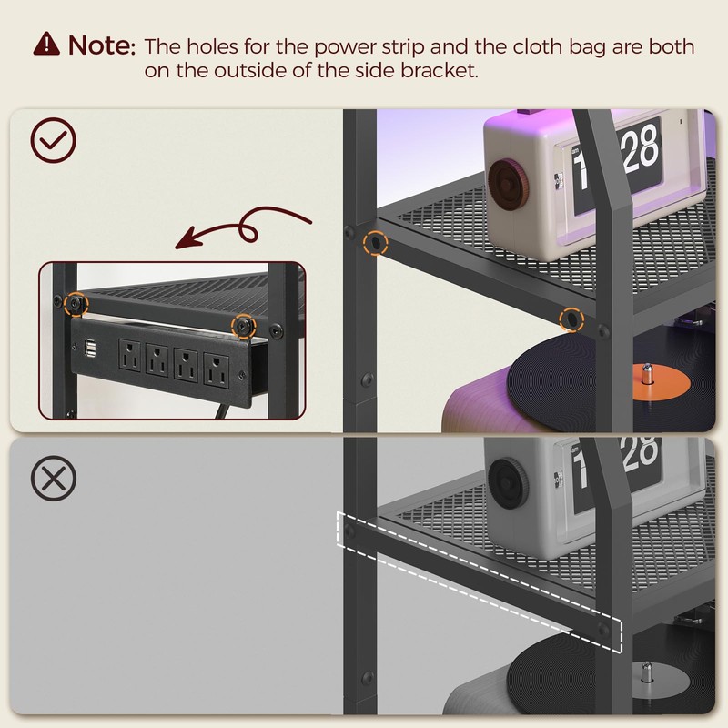 MAHANCRIS Game Console Shelf, Gaming Console Stand with Outlet &