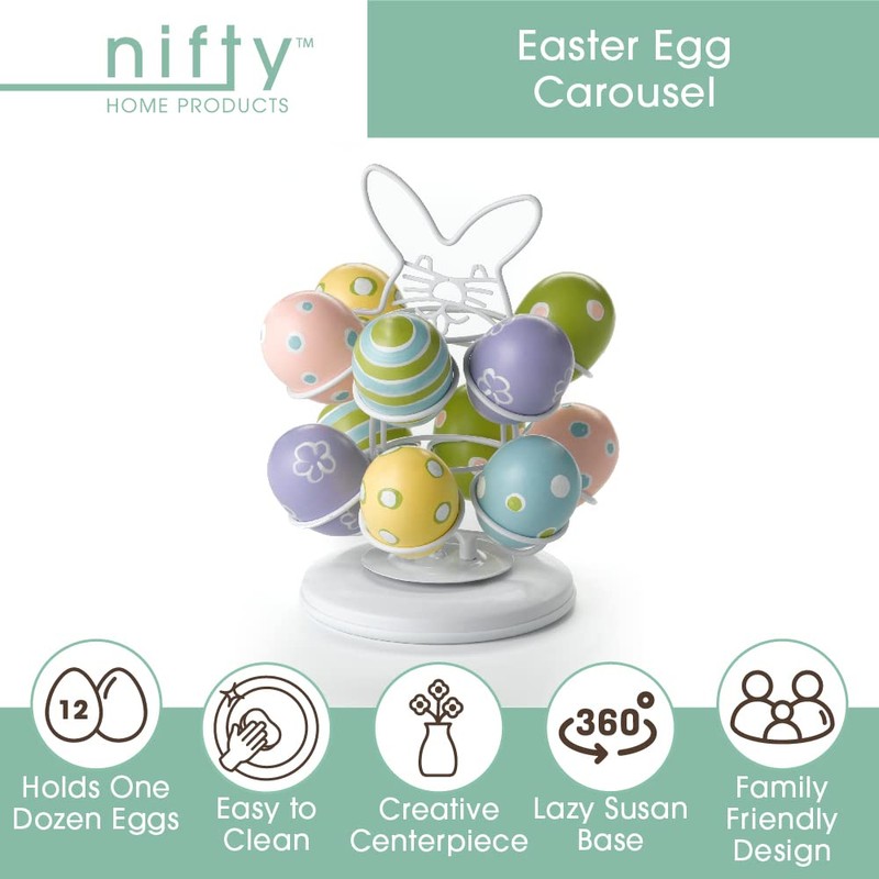 Nifty Easter Egg Carousel - White Powder Coat Finish, Spins