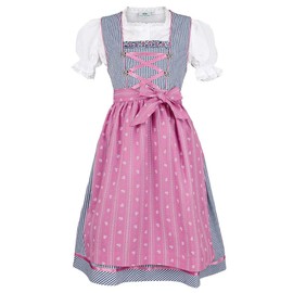 Isar-Trachten Girls' Dirndl Navy Pink with Blouse, Navy, 80, navy