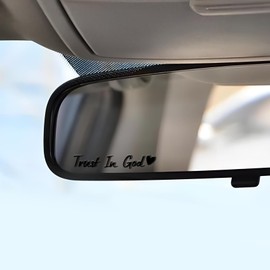 Lyxheth 4PCS Trust in God Rearview Mirror Sticker, Car Decals for Women, Trust in God Mirror Decals, Decorative Vehicle Window Self Affirmations Stickers Interior Accessories Fit Most Cars (Black)