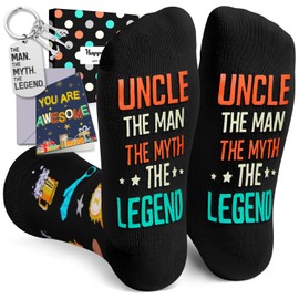 HAPPYPOP Funny Uncle Gifts From Niece Nephew - Tio Gifts Great Favorite Uncle Gifts, Uncle Socks With Greeting Card Keychain