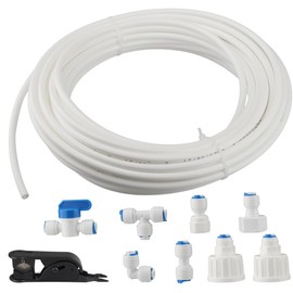 15 m Universal Refrigerator Hose Set for Refrigerator Side by Side (6.35 mm) 1/4 Inch Hose, Water Pipe Plastic Plug-In System for Water Filter, Fountain for Reverse Osmosis Systems