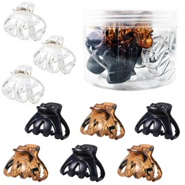 9 PCS Medium Small Hair Claw Clips Strong Grip Octopus Clips for Women Girls Non-Slip Design for Thin Thick Hair (Black, Brown, Clear)