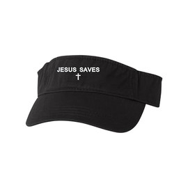 Go All Out One Size Black Visor Jesus Saves Embroidered Visor Dad Hat