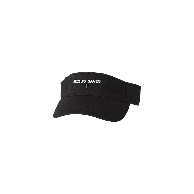 Go All Out One Size Black Visor Jesus Saves Embroidered