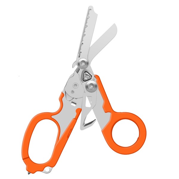 Emergency Response Shears, Stainless Steel Foldable Scissors Pliers, Outdoor Camping