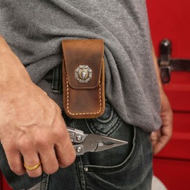 Custom genuine leather multitool sheath belt pouch for leatherman wave Singal Surge (Larger Size)