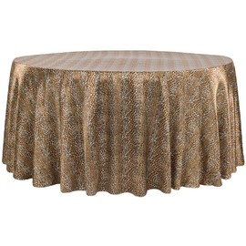 CVL Satin 120" Round Tablecloth 100% Polyester - Leopard Design, 1 Pk