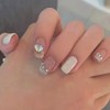 RikView French Press on Nails Short Fake Nails with Heart