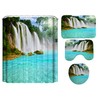 DDS-DUDES 4Pcs Waterfall Forest Waterproof Shower Curtain Sets, Waterfall Waterproof
