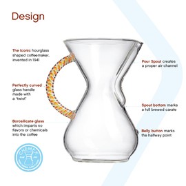 Chemex Pour-Over Glass Coffeemaker - Twisted Glass Handle Series - 6-Cup Citrus - Exclusive Packaging