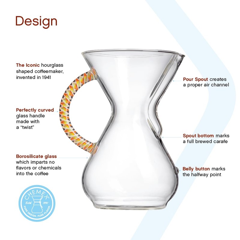 Chemex Pour-Over Glass Coffeemaker - Twisted Glass Handle Series -