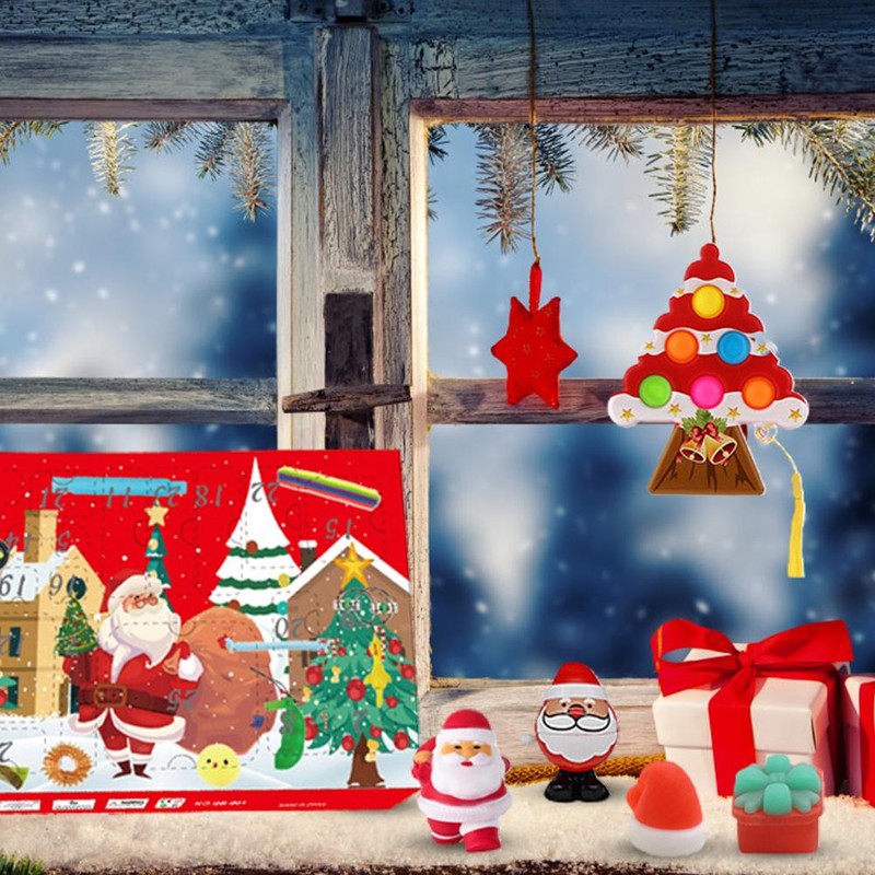 Christmas Countdown Blind Box Christmas Keyboard Santa Decompression Toy Set