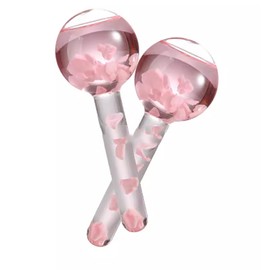 Facial Ice Globes, Cryo Stick Ice Globe for Face Eye Neck, Cooling Ball Skin Care Kit to Reduce Puffiness & Dark Circles, Smooth Wrinkles Lighten Spots, Tighten Pores, Beauty Tool for Women Girl,Flower Pink