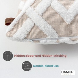 HAMUR Pack of 2 Decorative Throw Pillow Covers Set 20x20 inches, Soft Durable Home Decor Accents Cushion Pillows Case for Sofa Couch, Living Room, Bedroom (Mila,Beige)