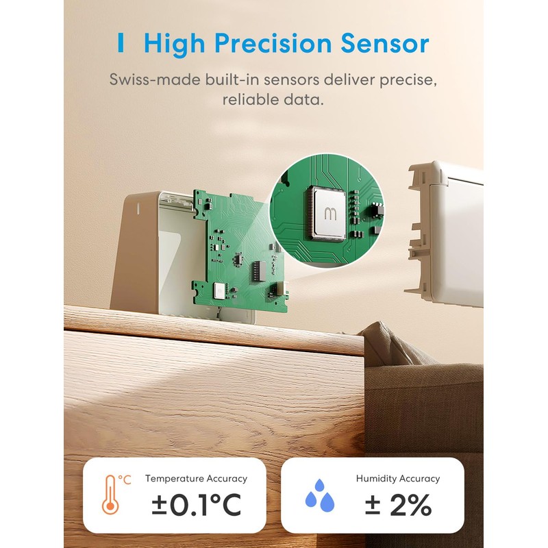Meross WiFi Hygrometer Indoor Thermometer, Smart LCD Digital Temperature Humidity