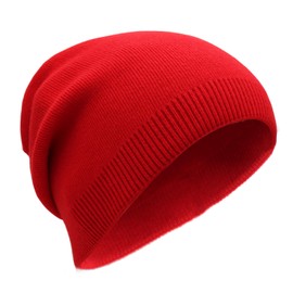 Umeepar Cashmere Feel Knit Beanie Hat Winter Soft Warm Double Layer Skull Cap Stocking Cap for Women (US, Alpha, One Size, Red)