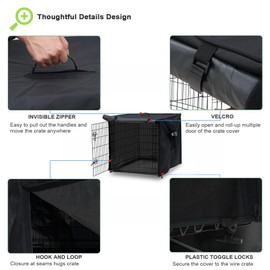 Softclub Dog Crate Cover 42in Waterproof Pet Kennel Cover for Outdoor/Indoor Protection, Durable Windproof Crate Cover Universal Fit for Wire Dog Crate (42''L*28''W*30''H-Black)