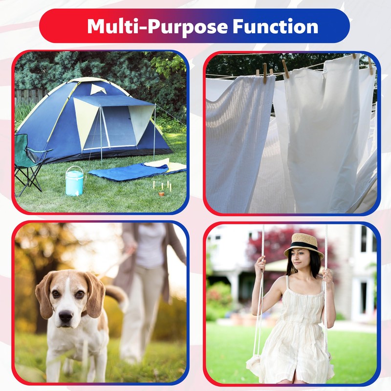 3/8”100Ft Flag pole Rope Kit, Polyester Halyard Flag Rope with