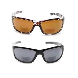 Bifocal Reading Sunglasses for Men and Women 2 Pair Sport UV Protection reader (Magnification 3.0X)